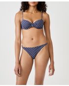 Klassischer BH mit Bügel ohne Schale Samt bedruckt weiß mit marineblauem Hintergrund