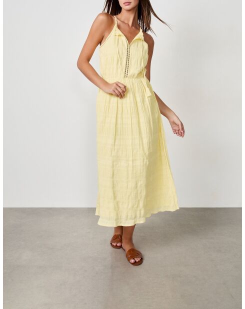 Lichtgele geborduurde Tashou-jurk