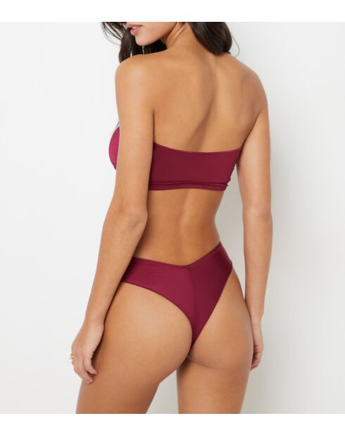 Nouba burgunderfarbenes, granatfarbenes brasilianisches Bikinioberteil mit hohem Bein