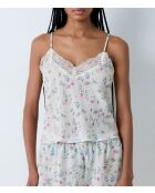 Blaugrünes bedrucktes Top Prati