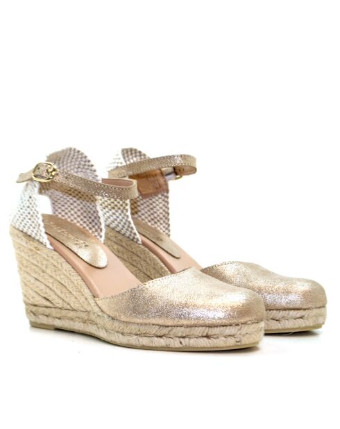 Sandales compensées Boréale Nuria Serraje or - Talon : 6,5 cm