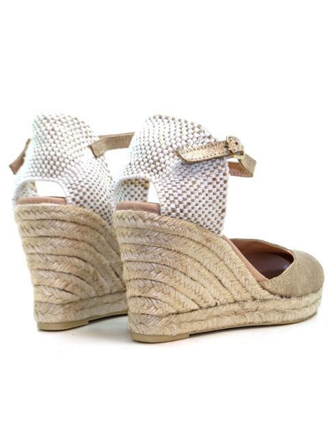 Sandales compensées Boréale Nuria Serraje or - Talon : 6,5 cm