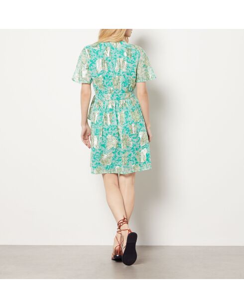 Uria Kleid mit blauem Silberdruck