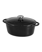 Tradifonte Kochtopf aus emailliertem Gusseisen, schwarz, oval, 4 l