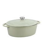 Tradifonte groene ovale geëmailleerde gietijzeren braadpan - 6,5 L