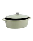 Tradifonte groene ovale geëmailleerde gietijzeren braadpan - 6,5 L