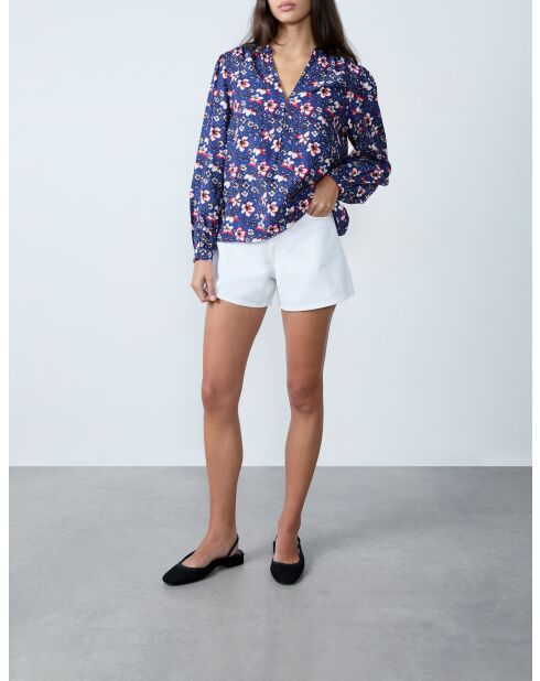 Blusa Vilma blu verde stampata