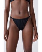 Schwarze brasilianische Bikinihose Luarca mit hohem Beinausschnitt