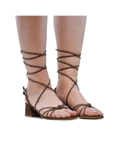 Sandales daim 1952 marron - Talon : 5 cm