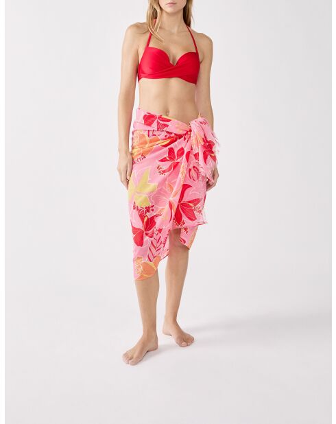 Hibiscus B Pareo mit rosa Hintergrund