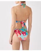 Blauwgroen bedrukt Hibiscus bikinibroekje