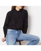 Schwarzes besticktes Ava-Hemd