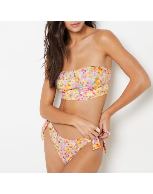 Soutien-gorge bandeau sans armature Blooming SPE imprimé fond violet.