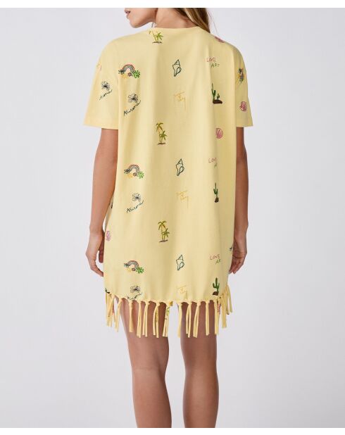 Arizonalove lichtgele korte jurk met korte mouwen