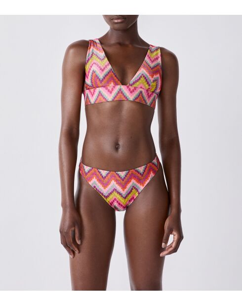 Braguita de bikini Muses con estampado de fondo morado.