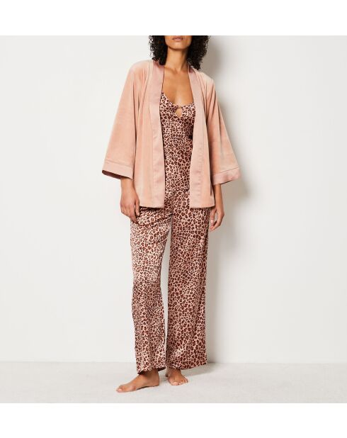 Dreiteiliger Pyjama Nanima Rouge und Leopard