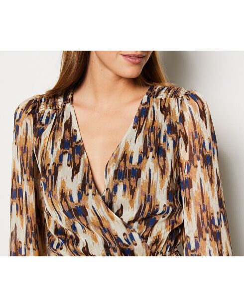 Lila jurk met veelkleurige print