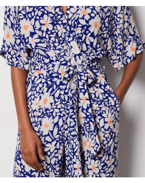 Combinaison Baya imprimé fleur fond bleu
