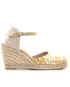 Sandales compensées Nuria à pois jaunes - Talon : 6,5 cm