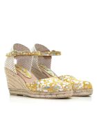 Sandales compensées Nuria à pois jaunes - Talon : 6,5 cm