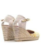 Sandales compensées Nuria à pois jaunes - Talon : 6,5 cm