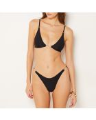 Schwarze brasilianische Bikinihose mit hohem Beinausschnitt