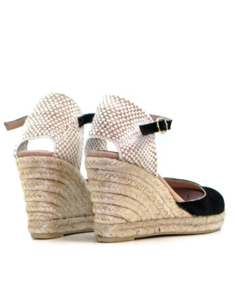 Sandales compensées Nira noires - Talon : 6,5 cm