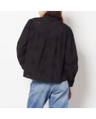 Schwarzes besticktes Ava-Hemd