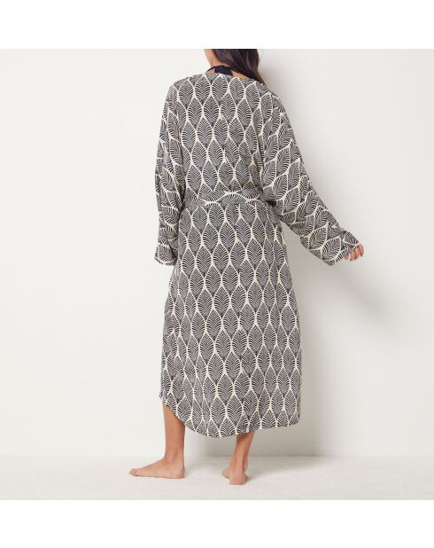 Kimono Xarraca b imprimé noir fond blanc