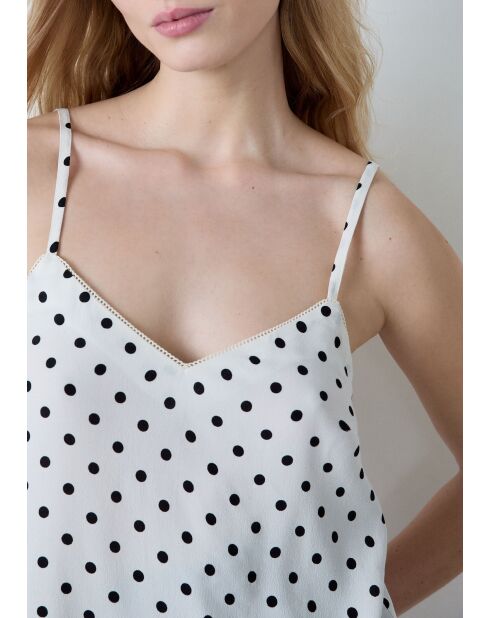 Canotta Elvis con motivo a pois neri su sfondo bianco