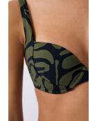 Klassischer Push-up-BH mit Bügel und Muschel, Pipa auf grünem Grund gedruckt