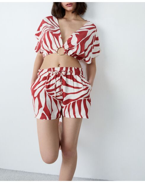 Pantalones cortos Kalio estampados sobre fondo crudo