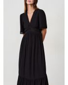 Zwarte geborduurde Anny jurk