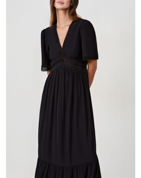 Zwarte geborduurde Anny jurk