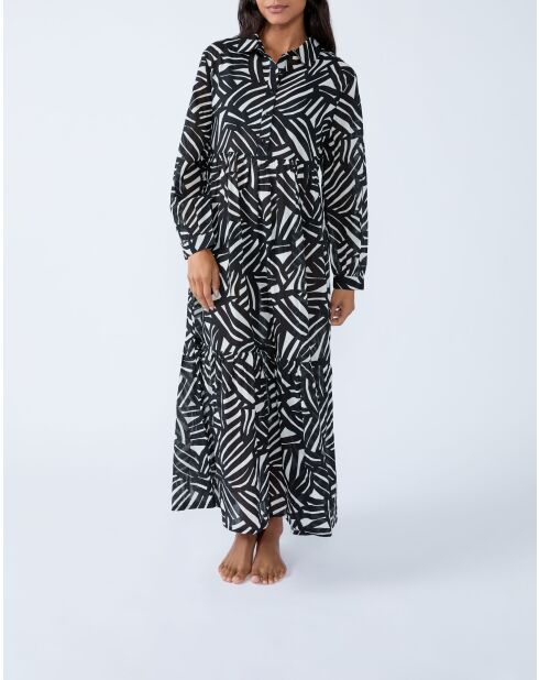 Abito a manica lunga Espelho b con stampa a fondo nero