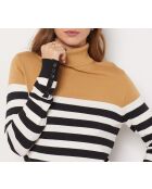Criss ecru gestreepte trui met col