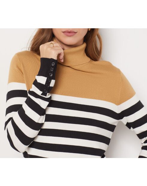 Criss ecru gestreepte trui met col