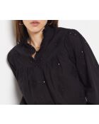 Schwarzes besticktes Ava-Hemd