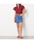 Aimée bordeauxrode top met borduursel