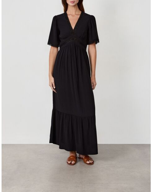 Zwarte geborduurde Anny jurk