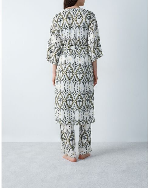 Negligé met nytro-print in wit