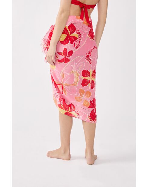 Hibiscus B Pareo mit rosa Hintergrund