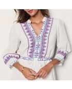 Ecru geborduurde jurk Hakan