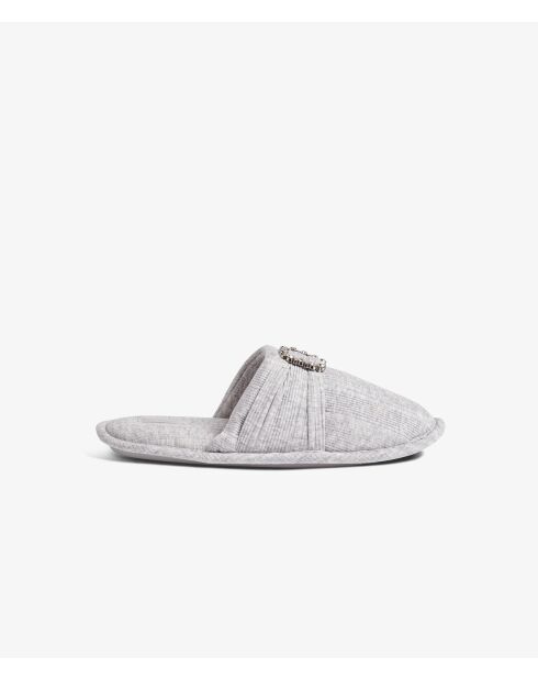 Lichtgrijze strassy-muiltjes