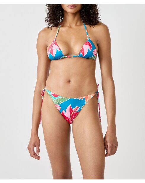 Hibiscusblauwgroene triangelbeha met print zonder beugel en zonder schelp