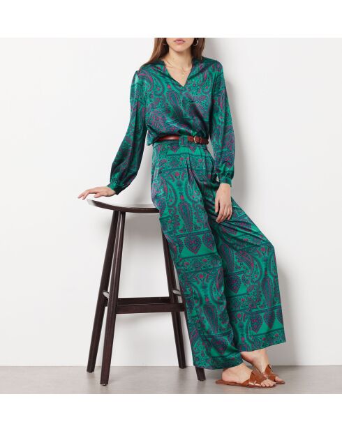 Voice-broek met groene achtergrondprint