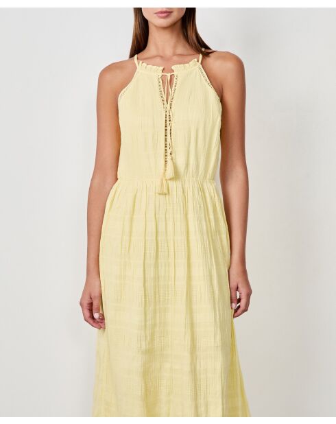 Lichtgele geborduurde Tashou-jurk