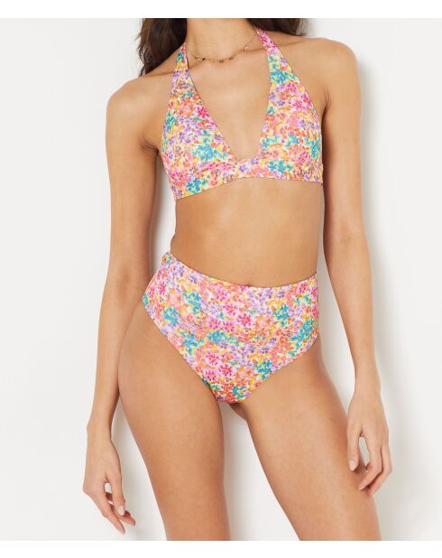 Bonita mehrfarbige Bikinihose mit hoher Taille