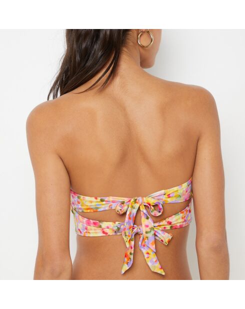 Soutien-gorge bandeau sans armature Blooming SPE imprimé fond violet.