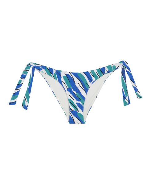 Malibu Classic Bikinihose mit Schleife, blau-grüner Aufdruck